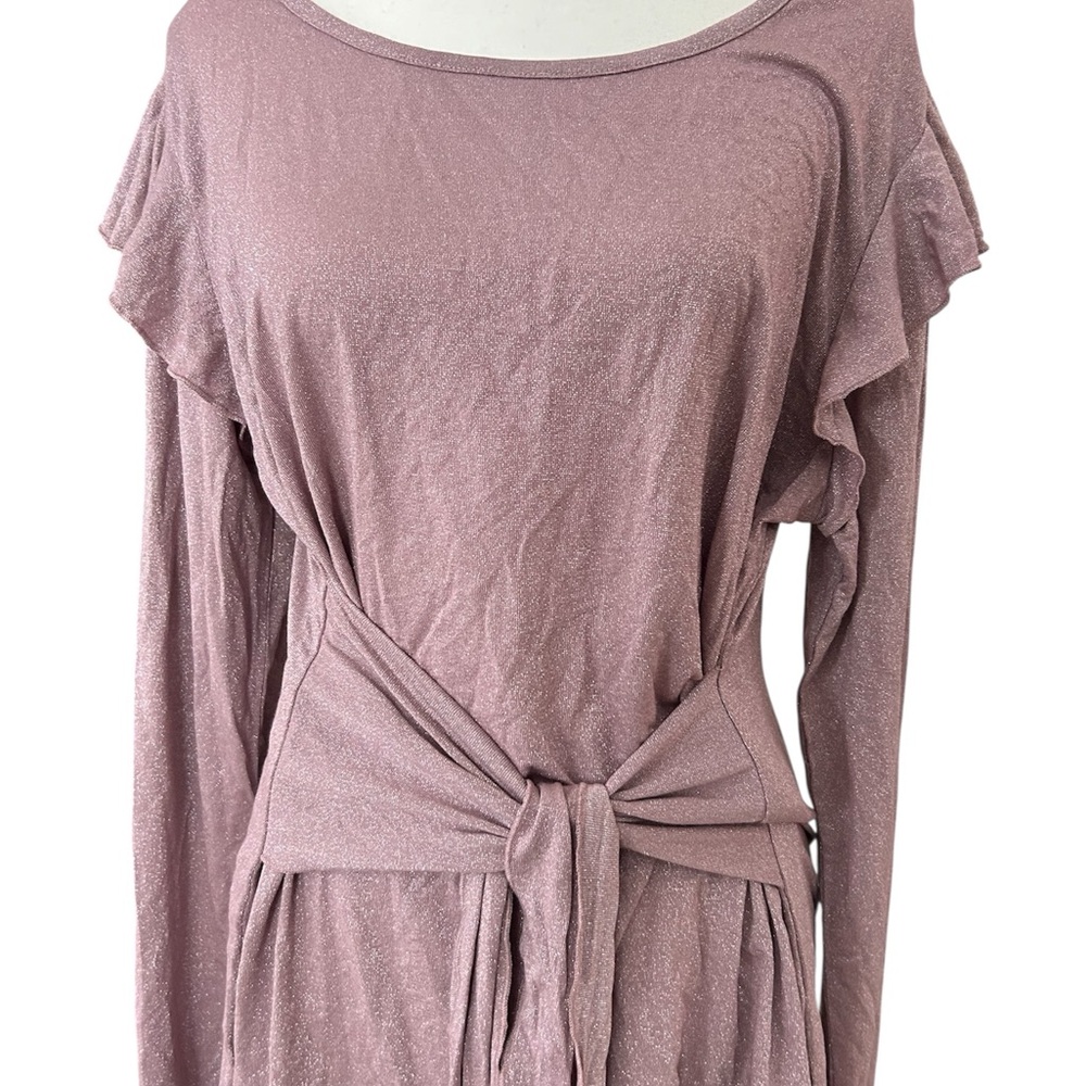 Lane Bryant Metallic Rose Gold Tie Waist Long Sleeve Top | Size 14/16 NWT